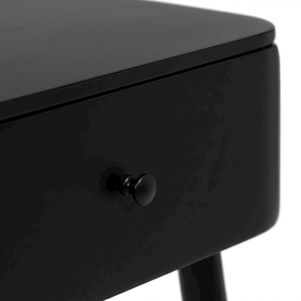 Contemporary Night Stand with Matte Black Finish for Bedroom Storage