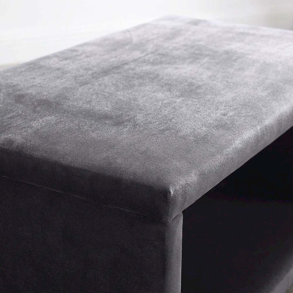 Gray Velvet Night Stand with Contemporary Design for Bedroom Storage