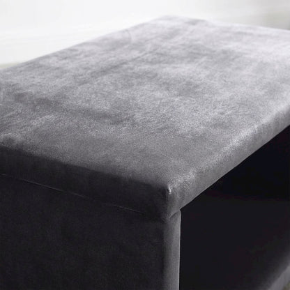 Gray Velvet Night Stand with Contemporary Design for Bedroom Storage