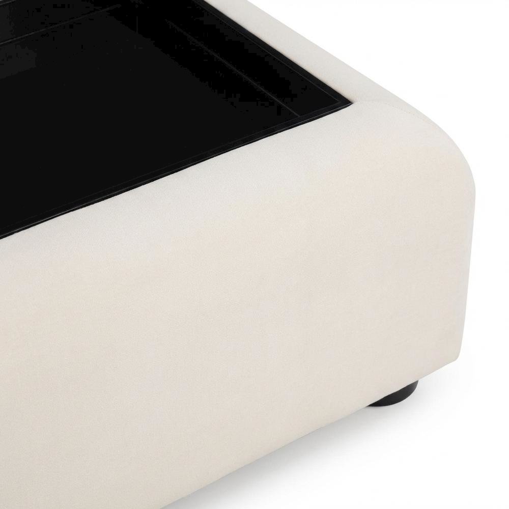 Cream Coffee Table with Black Finish and Art Deco Style for Living Rooms