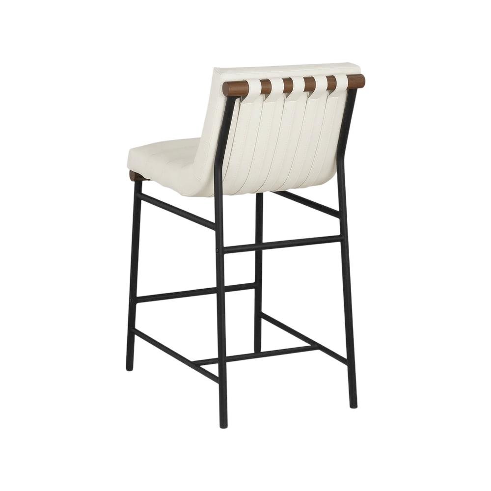 Vegan Leather & Boucle Counter Stool for Bar, Cream Vegan Leather