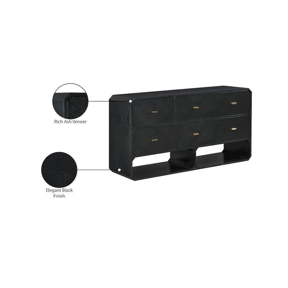 Parker Black Ash Veneer Dresser