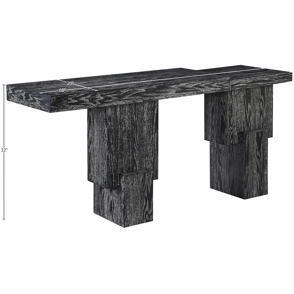 Anzio Black Oak Veneer And Solid Wood Console Table