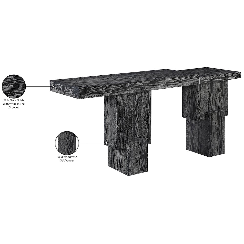 Anzio Black Oak Veneer And Solid Wood Console Table