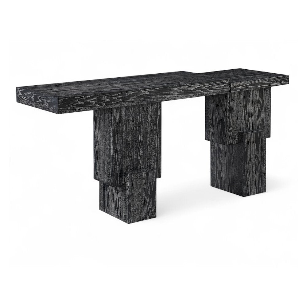 Anzio Black Oak Veneer And Solid Wood Console Table