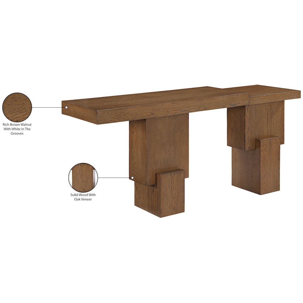 Anzio Brown Oak Veneer And Solid Wood Console Table