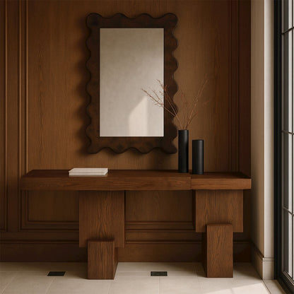Anzio Brown Oak Veneer And Solid Wood Console Table