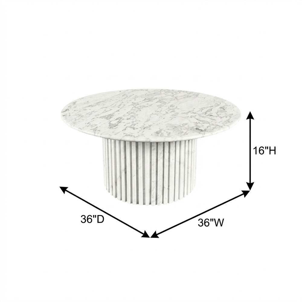 White Art Deco Coffee Table with Pedestal Base for Living Room