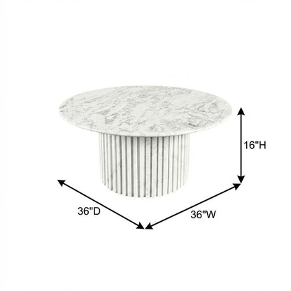 White Art Deco Coffee Table with Pedestal Base for Living Room