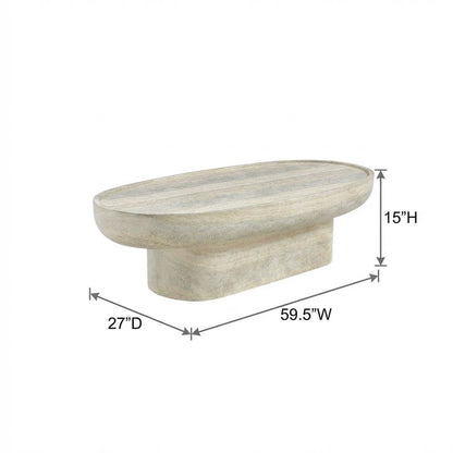 Concrete Indoor/Outdoor Coffee Table with Travertine Finish and Art Deco Style
