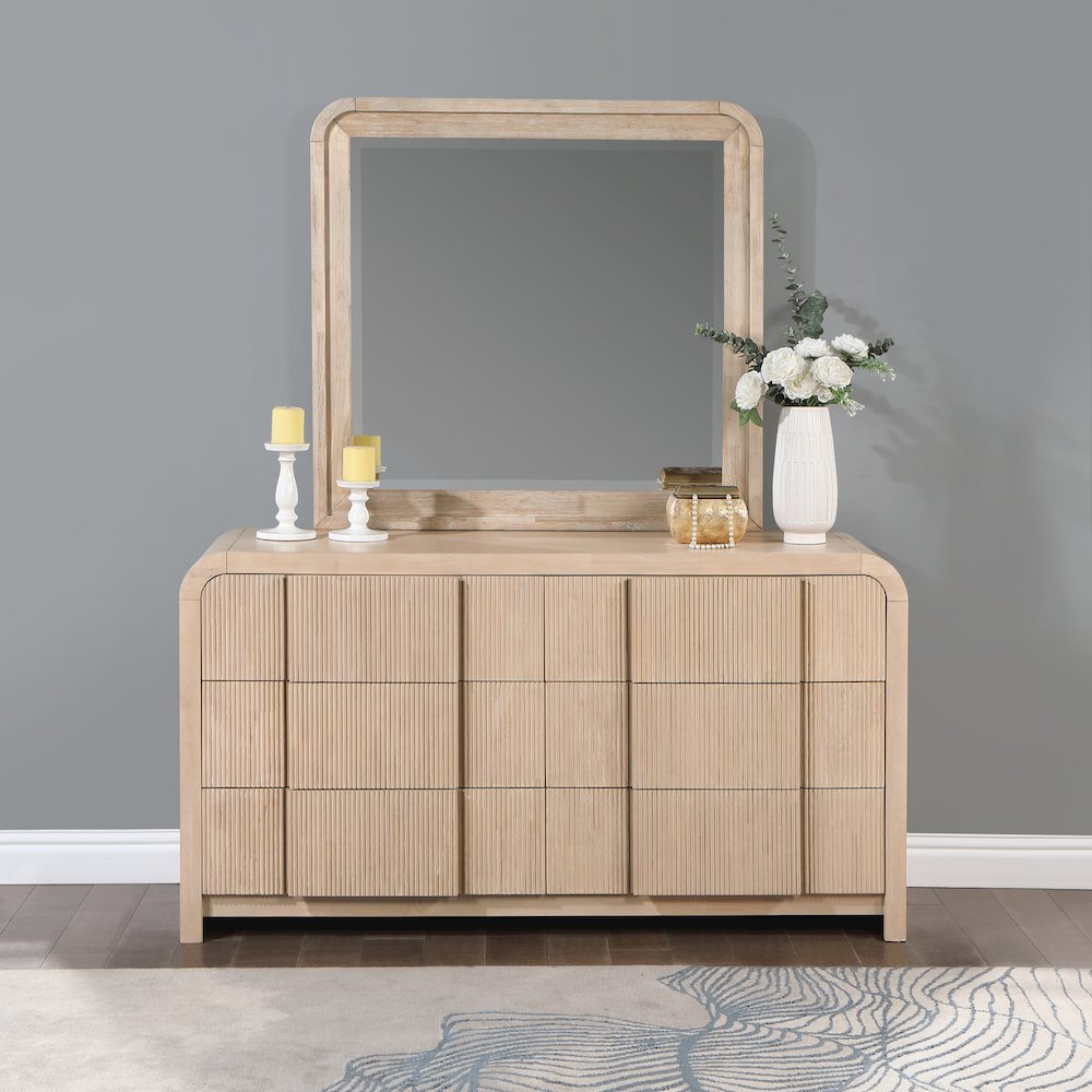 Fluted Natural Mirror