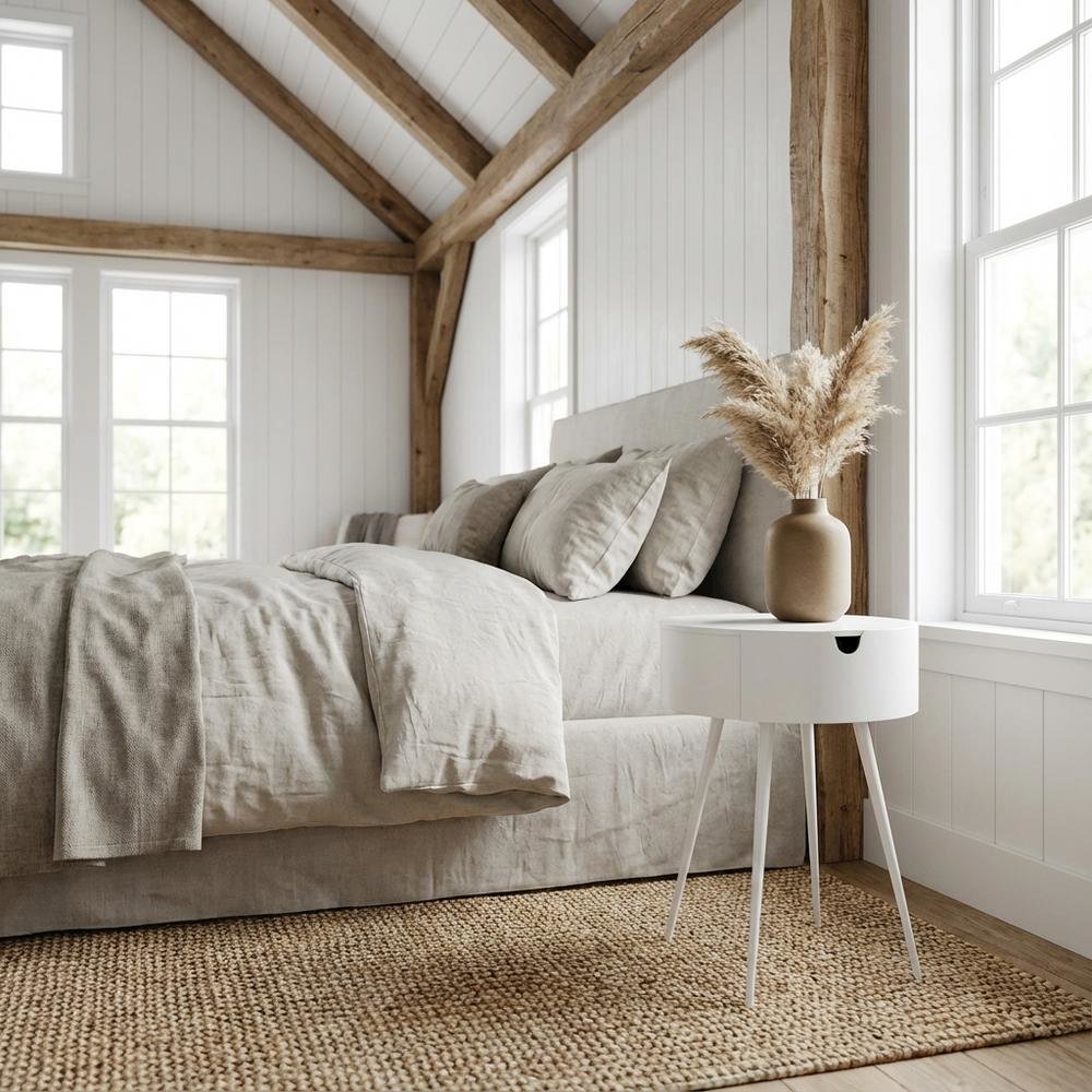 White Nightstand with Contemporary Style and White Finish