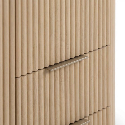 Contemporary Wood Nightstand with Oak Veneer Finish