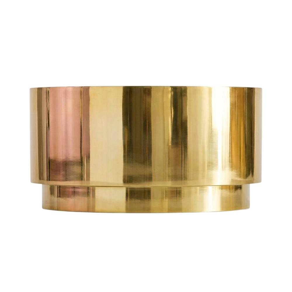 Contemporary Gold Coffee Table with Drum Legs and Stylish Finish
