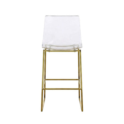 Lucite Polycarbonate Counter Stool with Gold Metal Frame