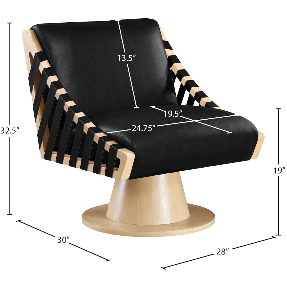 Millwin Black Vegan Leather Swivel Accent Chair