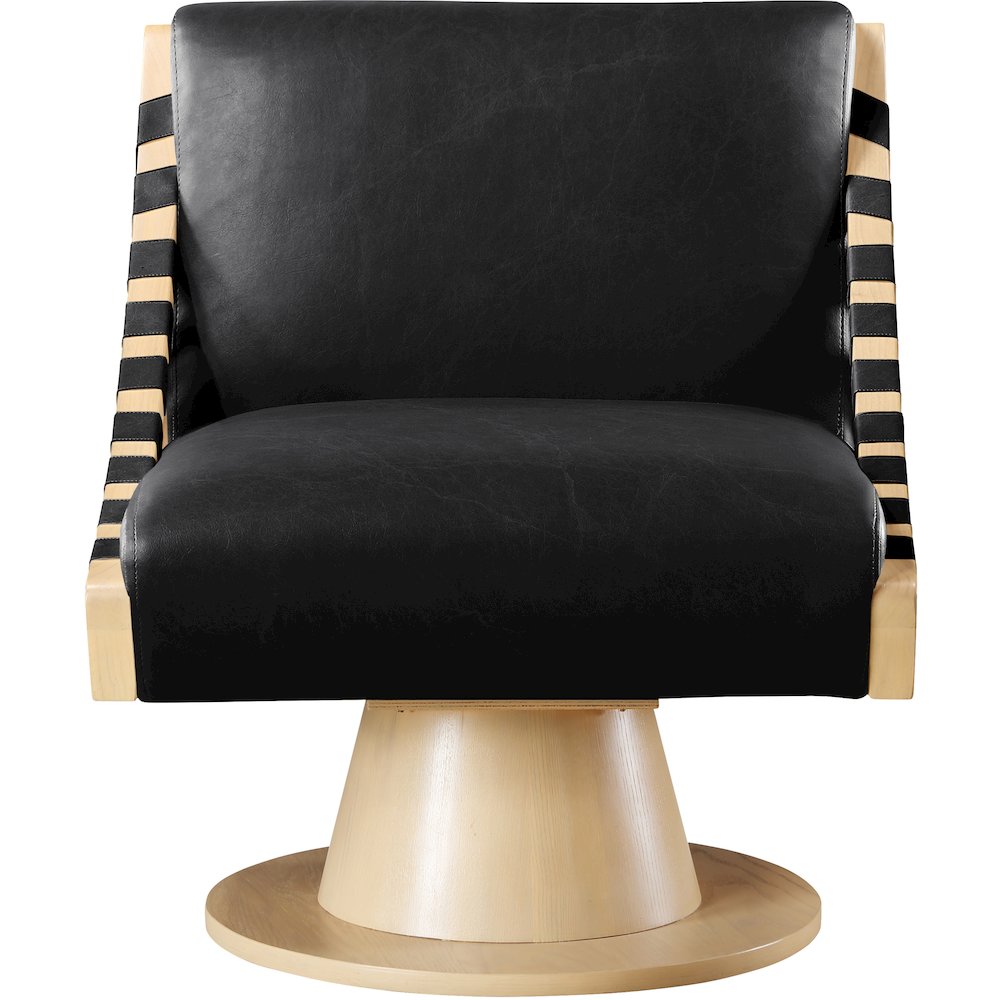 Millwin Black Vegan Leather Swivel Accent Chair