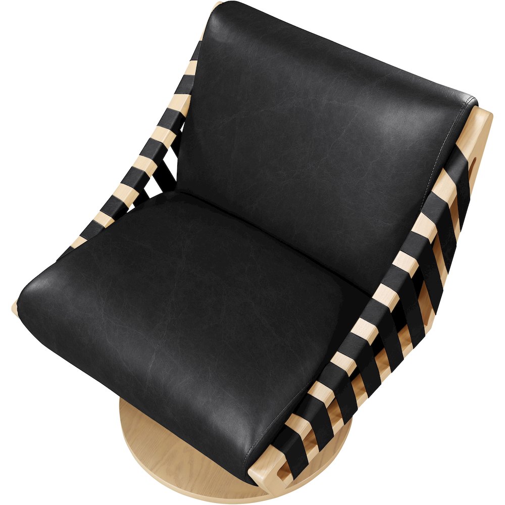 Millwin Black Vegan Leather Swivel Accent Chair