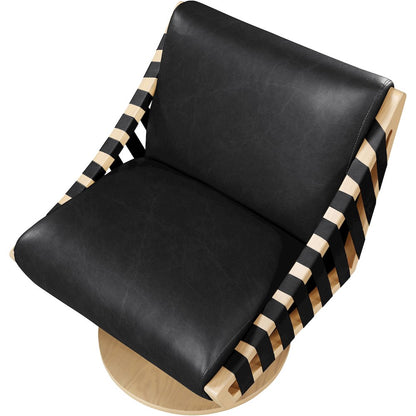 Millwin Black Vegan Leather Swivel Accent Chair