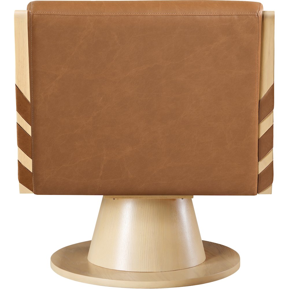 Millwin Cognac Vegan Leather Swivel Accent Chair