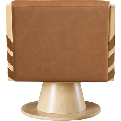 Millwin Cognac Vegan Leather Swivel Accent Chair