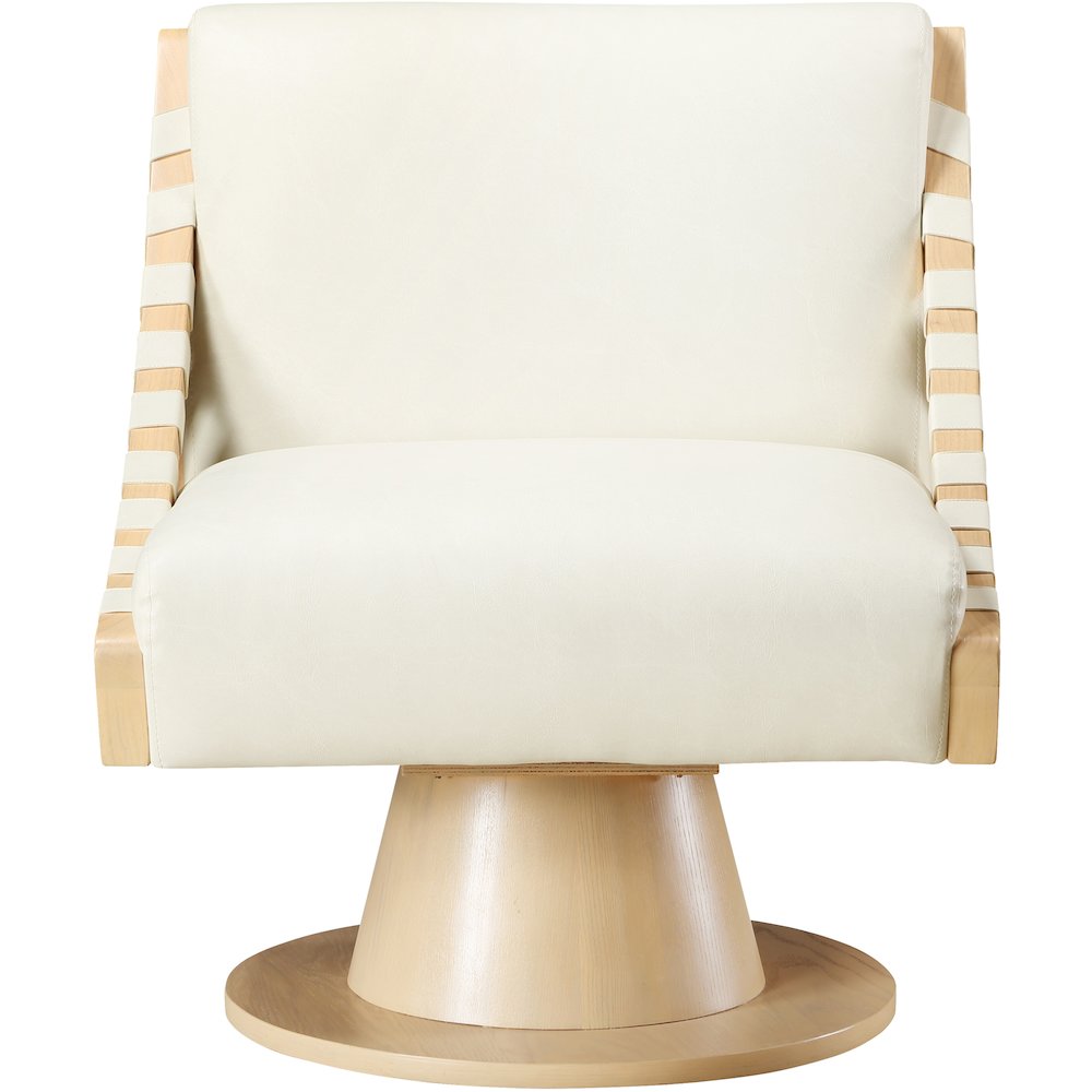 Millwin Cream Vegan Leather Swivel Accent Chair