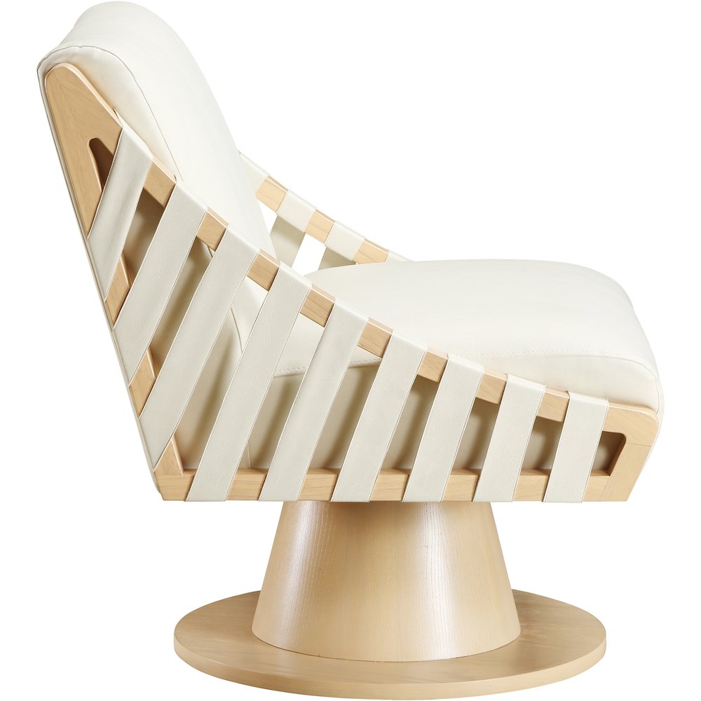 Millwin Cream Vegan Leather Swivel Accent Chair