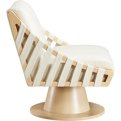Millwin Cream Vegan Leather Swivel Accent Chair