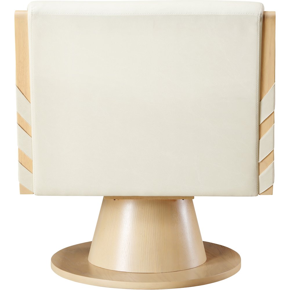 Millwin Cream Vegan Leather Swivel Accent Chair