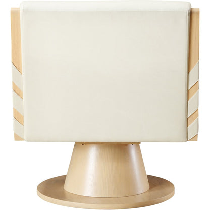 Millwin Cream Vegan Leather Swivel Accent Chair