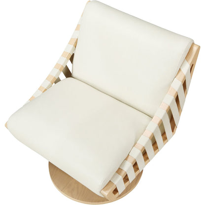 Millwin Cream Vegan Leather Swivel Accent Chair
