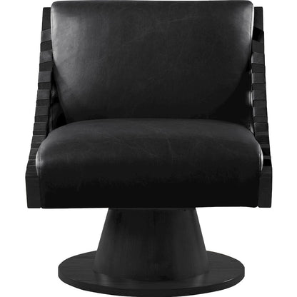 Millwin Black Vegan Leather Swivel Accent Chair