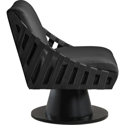 Millwin Black Vegan Leather Swivel Accent Chair