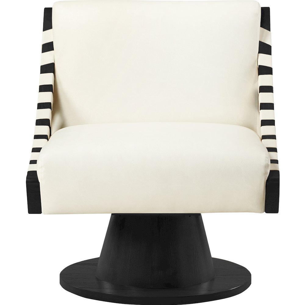 Millwin Cream Vegan Leather Swivel Accent Chair