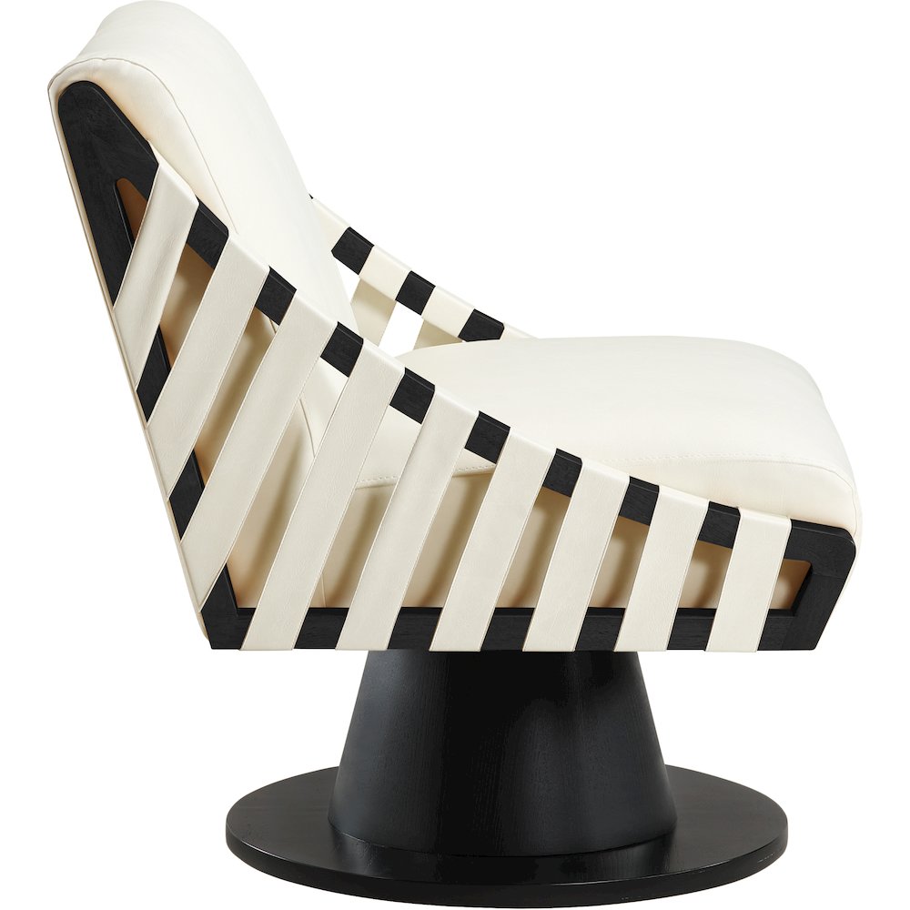 Millwin Cream Vegan Leather Swivel Accent Chair