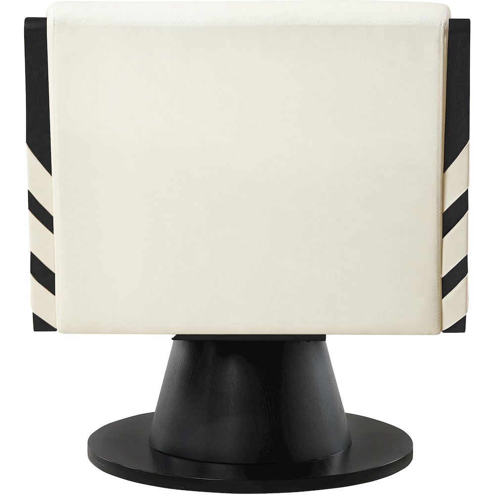 Millwin Cream Vegan Leather Swivel Accent Chair