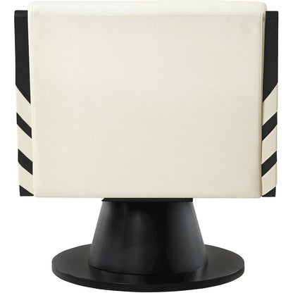 Millwin Cream Vegan Leather Swivel Accent Chair