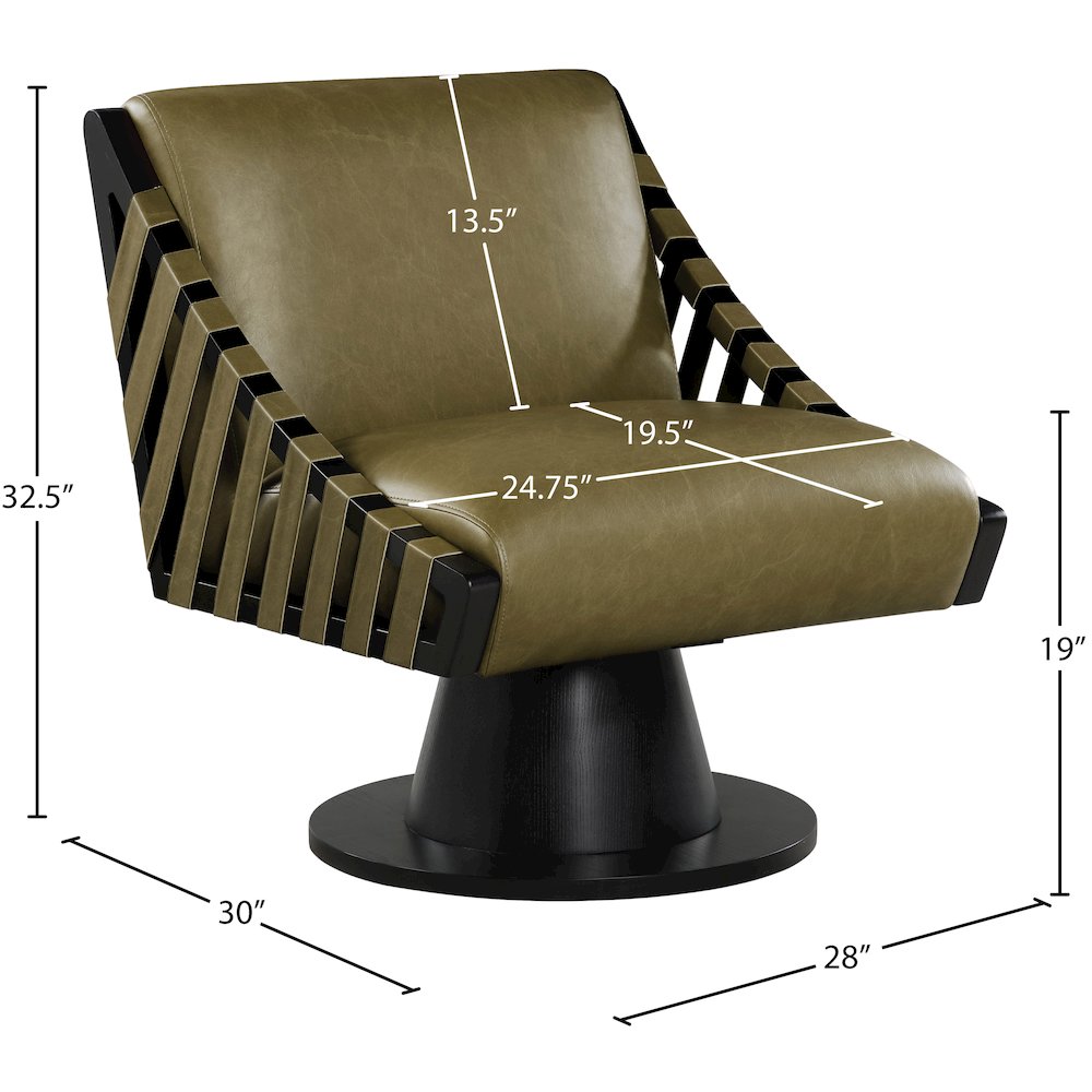 Millwin Olive Vegan Leather Swivel Accent Chair