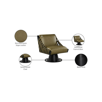 Millwin Olive Vegan Leather Swivel Accent Chair