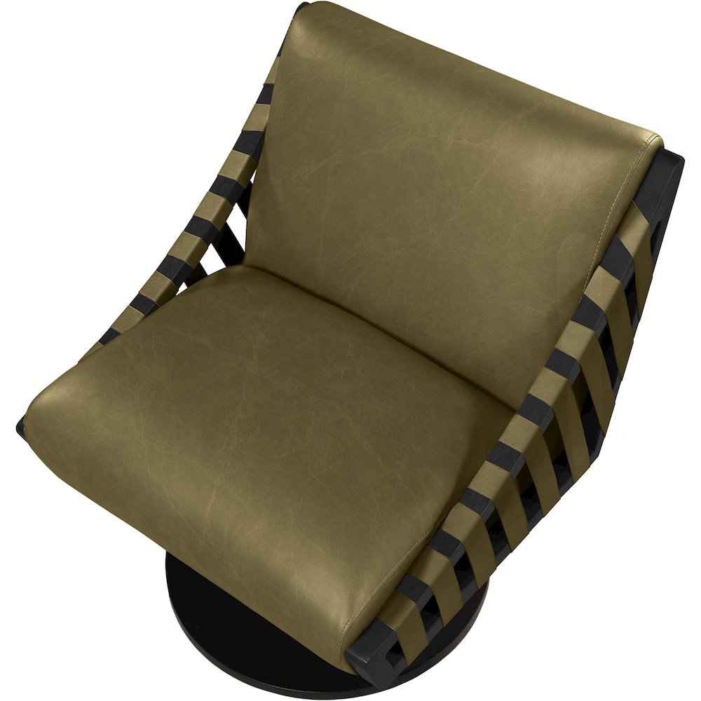 Millwin Olive Vegan Leather Swivel Accent Chair