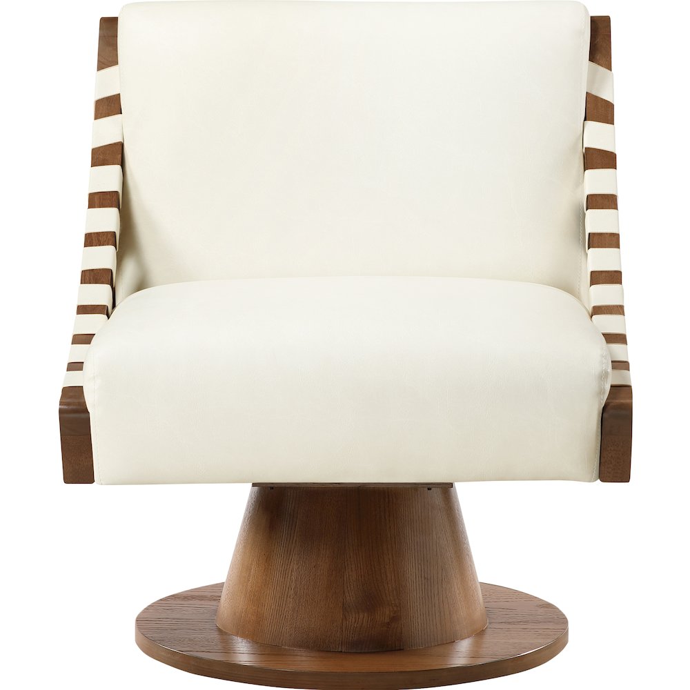 Millwin Cream Vegan Leather Swivel Accent Chair