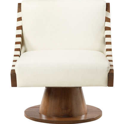 Millwin Cream Vegan Leather Swivel Accent Chair