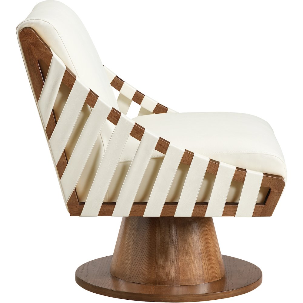 Millwin Cream Vegan Leather Swivel Accent Chair