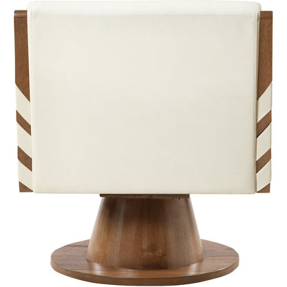 Millwin Cream Vegan Leather Swivel Accent Chair