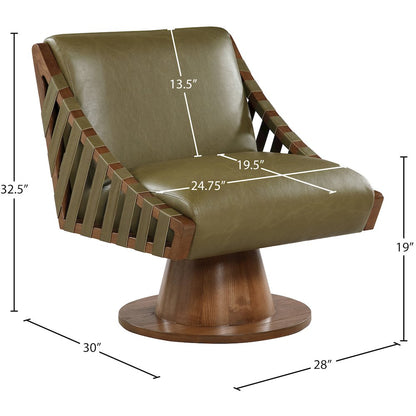 Millwin Olive Vegan Leather Swivel Accent Chair