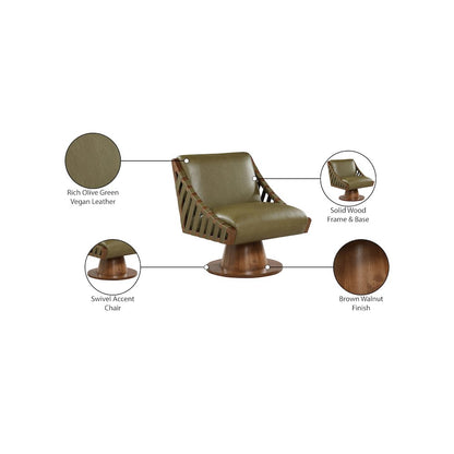 Millwin Olive Vegan Leather Swivel Accent Chair