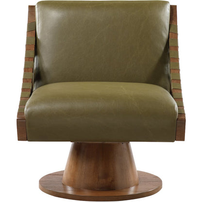 Millwin Olive Vegan Leather Swivel Accent Chair