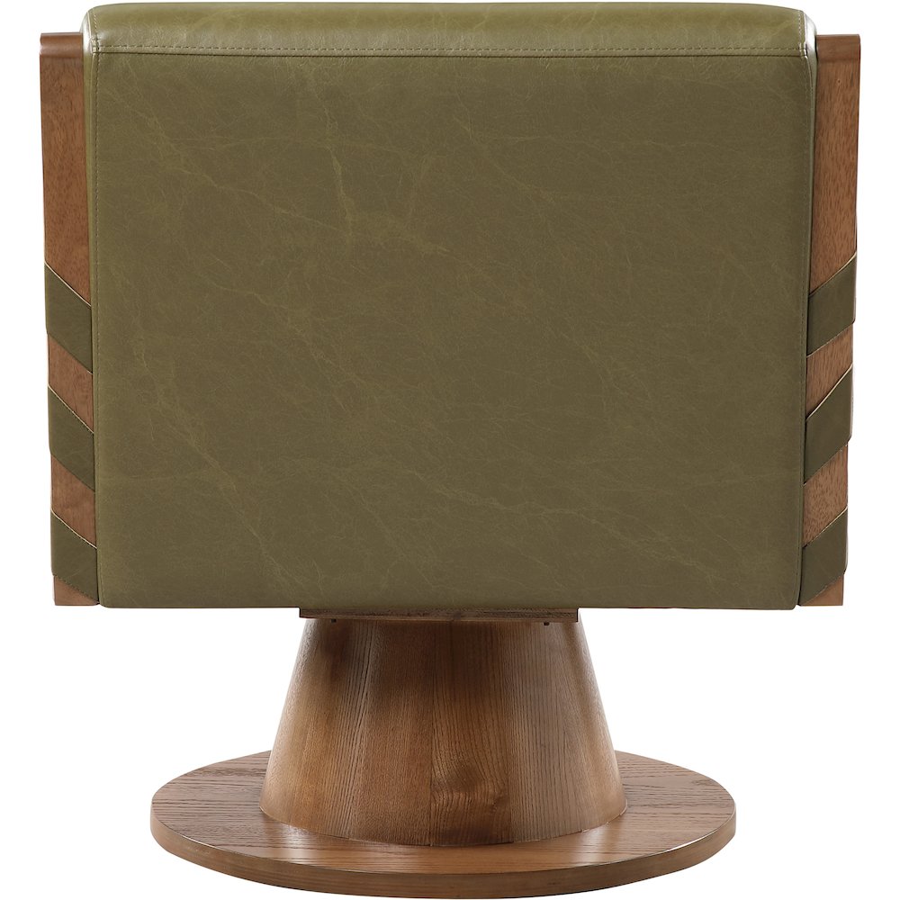 Millwin Olive Vegan Leather Swivel Accent Chair