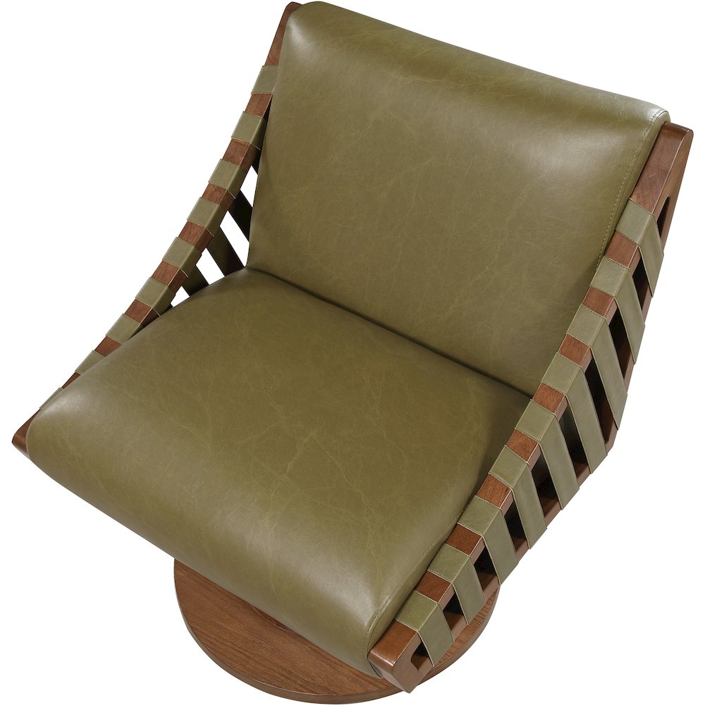 Millwin Olive Vegan Leather Swivel Accent Chair