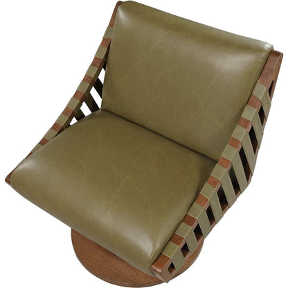 Millwin Olive Vegan Leather Swivel Accent Chair